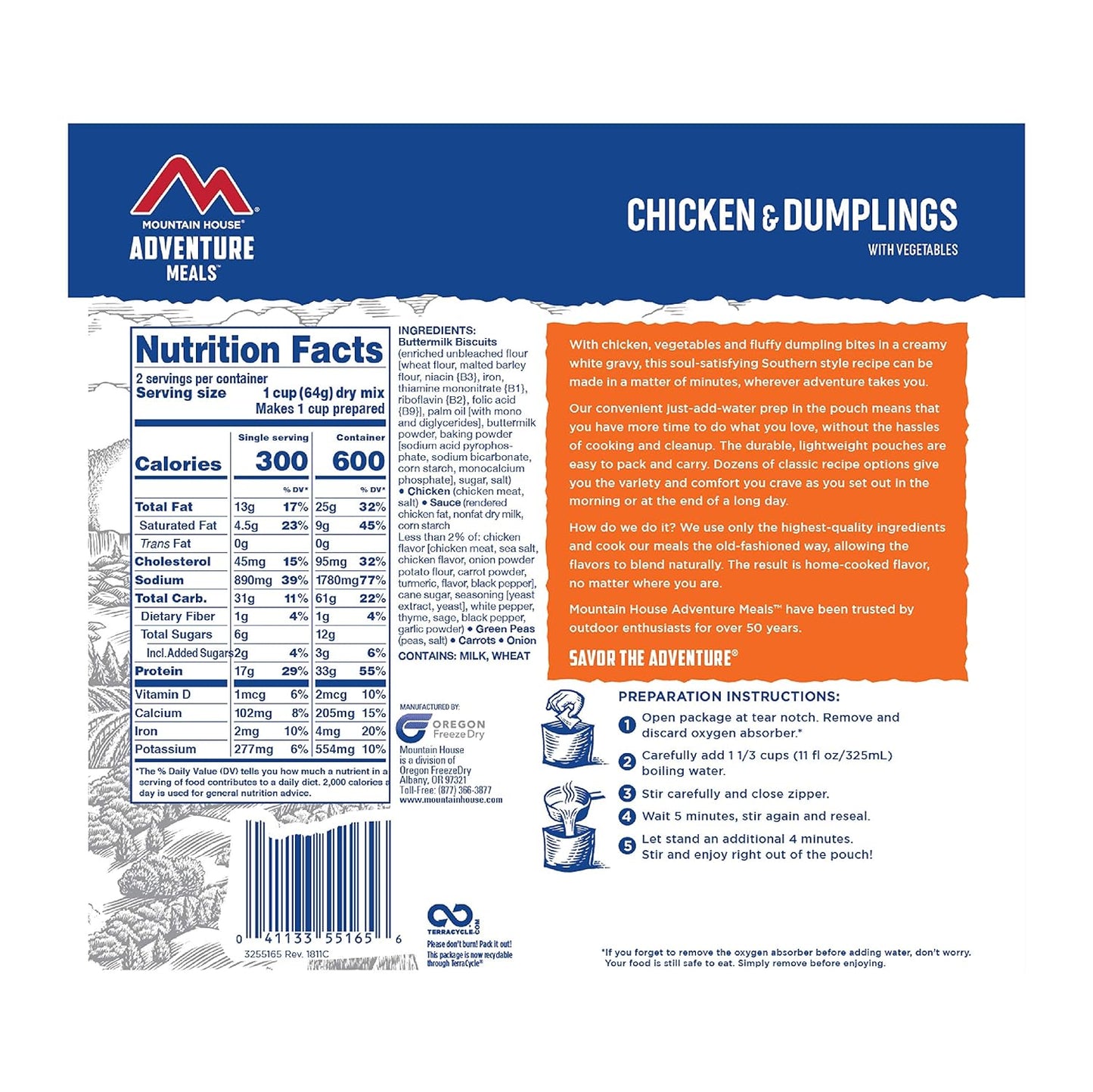 Mountain House Chicken & Dumplings - Freeze-Dried Camping Food | Convenient 4-Pack