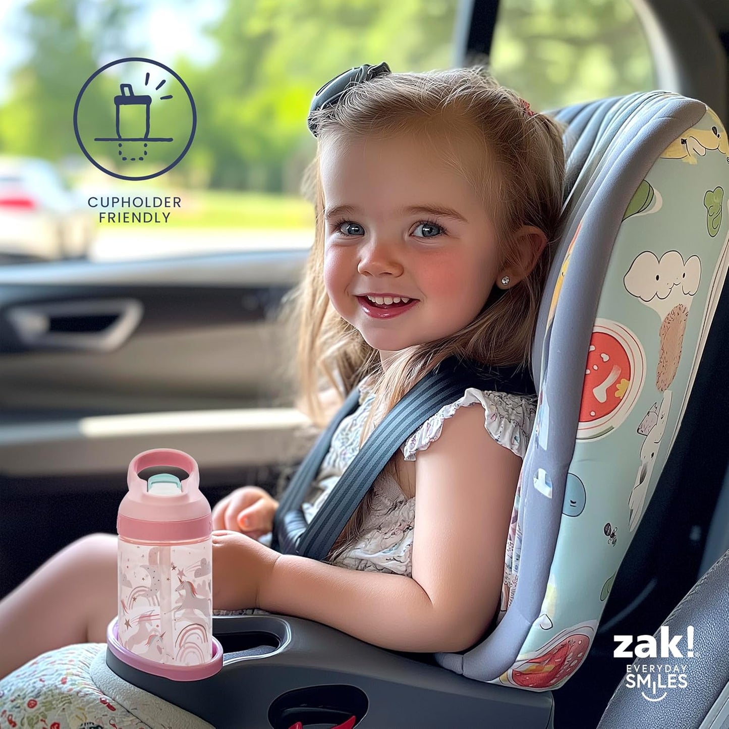 Zak Designs Bluey Kids Water Bottle - Durable 16oz Plastic with Straw & Leak-Proof Design | 2-Pack (Bluey, Bingo)