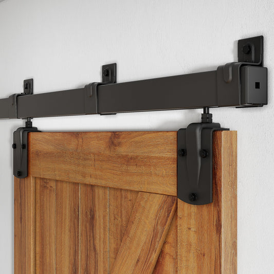 SMARTSTANDARD 6FT Box Rail Hardware - Exterior Barn Door Hardware Kit,Sliding Barn Door Hardware,Heavy Duty Wall Mount Kit,Fit Indoor and Exterior Door,Easy to Install(Widest to 36" Wide Door)