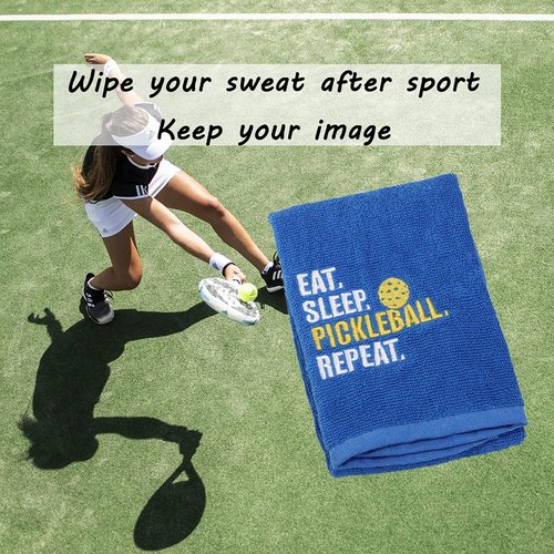 LEVLO Pickleball Lovers Gift Eat Sleep Pickleball Repeat Sport Towels for Sister Father Mother Gift (Eat Sleep Pickleball Repeat)