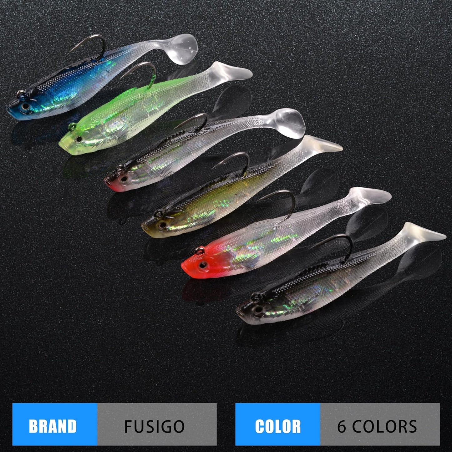Skiennix Pre-Rigged Swimbaits - 6/12pcs Paddle Tail Swim Baits for Bass, Trout & Walleye Fishing Lures