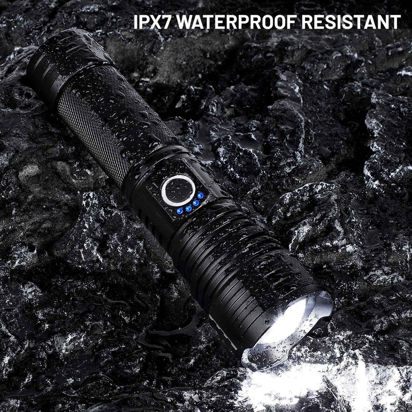 Lylting LED Flashlights High Lumens Rechargeable, 90,000 Lumens Brightest Handheld Flashlight, 5 Modes Powerful Multifunctional Flash Light Waterproof Flashlight for Home Camping