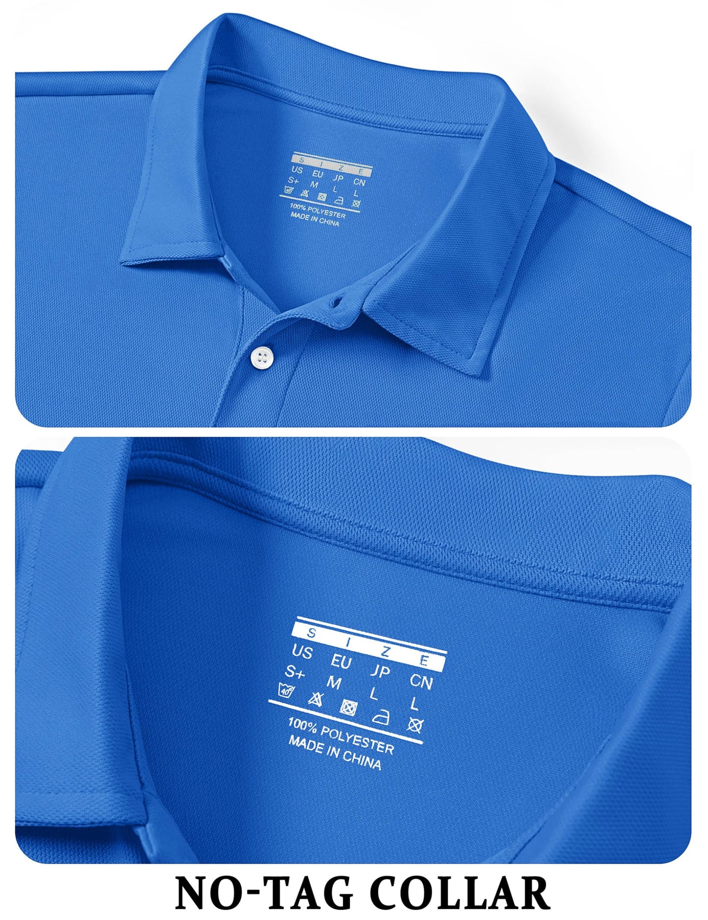 TACVASEN Mens Golf Shirt Dry Fit Mens Polo Shirts Short Sleeve Performance Golf Polos for Men with Collar Work Shirts Azure Blue, L