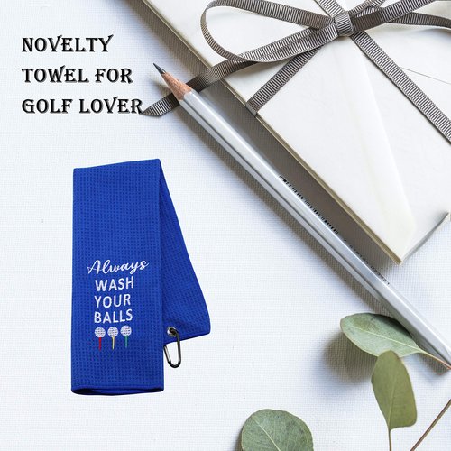 GJTIM Funny Golf Towel Gift Always Wash Your Balls for Men Father's Day Birthday (Wash Your Balls Golf Towel)
