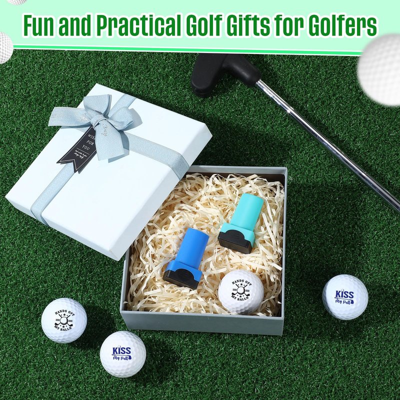 Gersoniel 2 Pack Golf Ball Stamp Self-Inking Golf Ball Stamp Markers Reusable Golf Ball Marking Tool to Identify Golf Balls for Golfer Gift Golfing Accessories(Fashion)