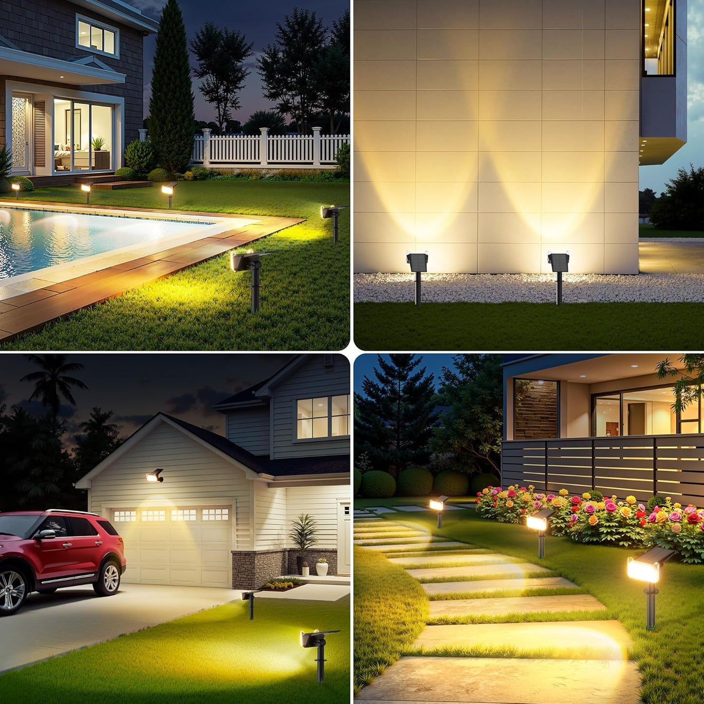6 Pack Solar Spot Lights Outdoor - Waterproof LED Landscape Lighting, Auto ON/OFF, 135° Adjustable for Garden, Pathway & Tree Decor