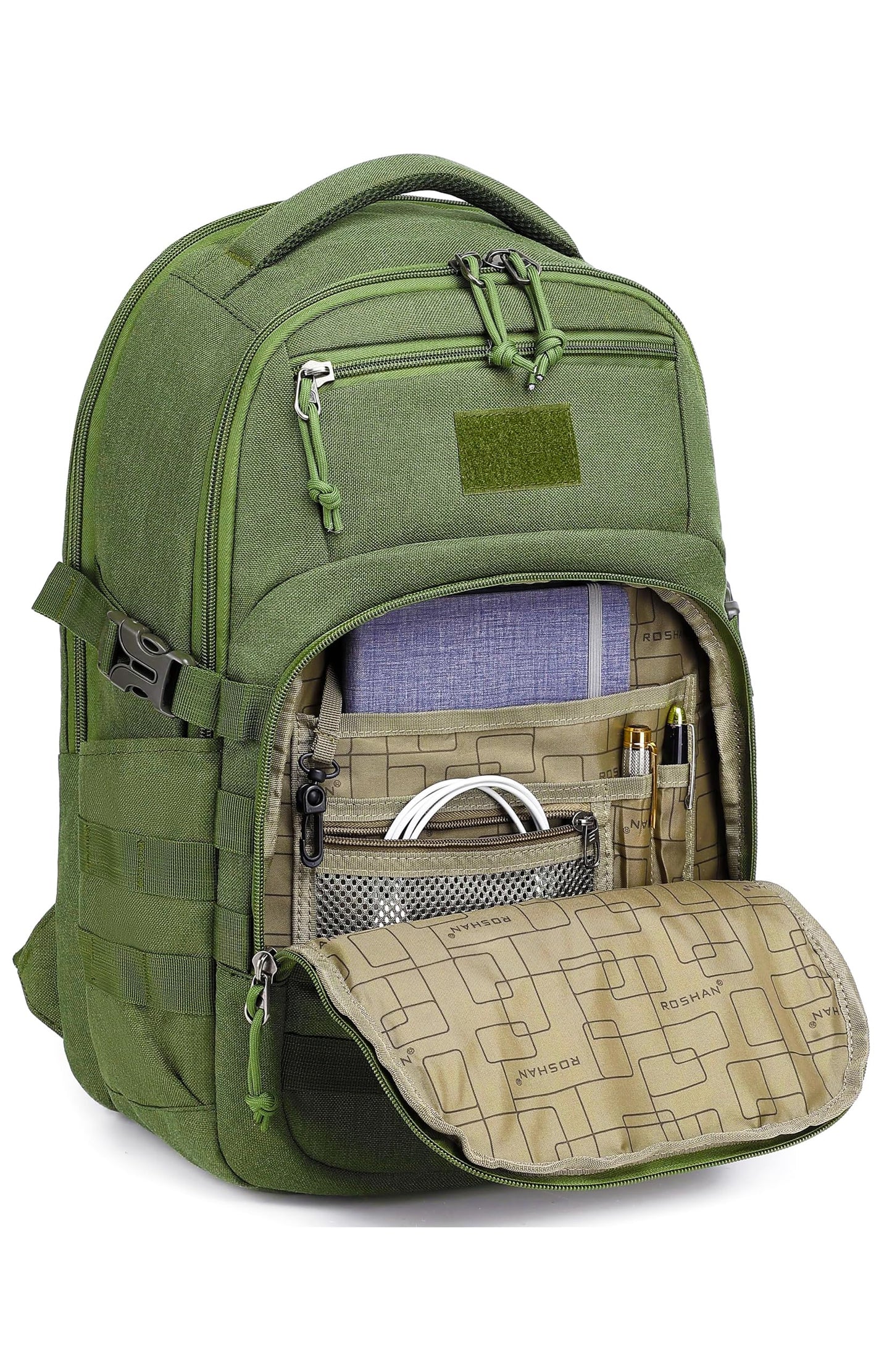 Wotony Military tactical backpack, backpack for men black small tactical assault bag (green, 18.5 inch)