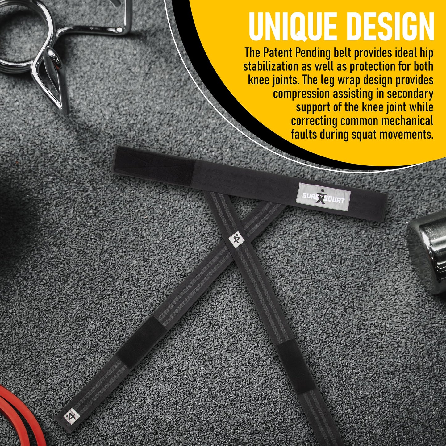 Elastic exoskeleton and lifting belt designed to improve technique and performance. Created for those looking to increase their squat, lift through injuries, and ensure proper mechanics. (Medium)