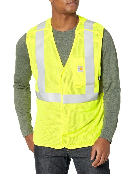 Carhartt Mens Flame Resistant High-Visibility Mesh Class 2 Vest, Brite Lime, Medium US