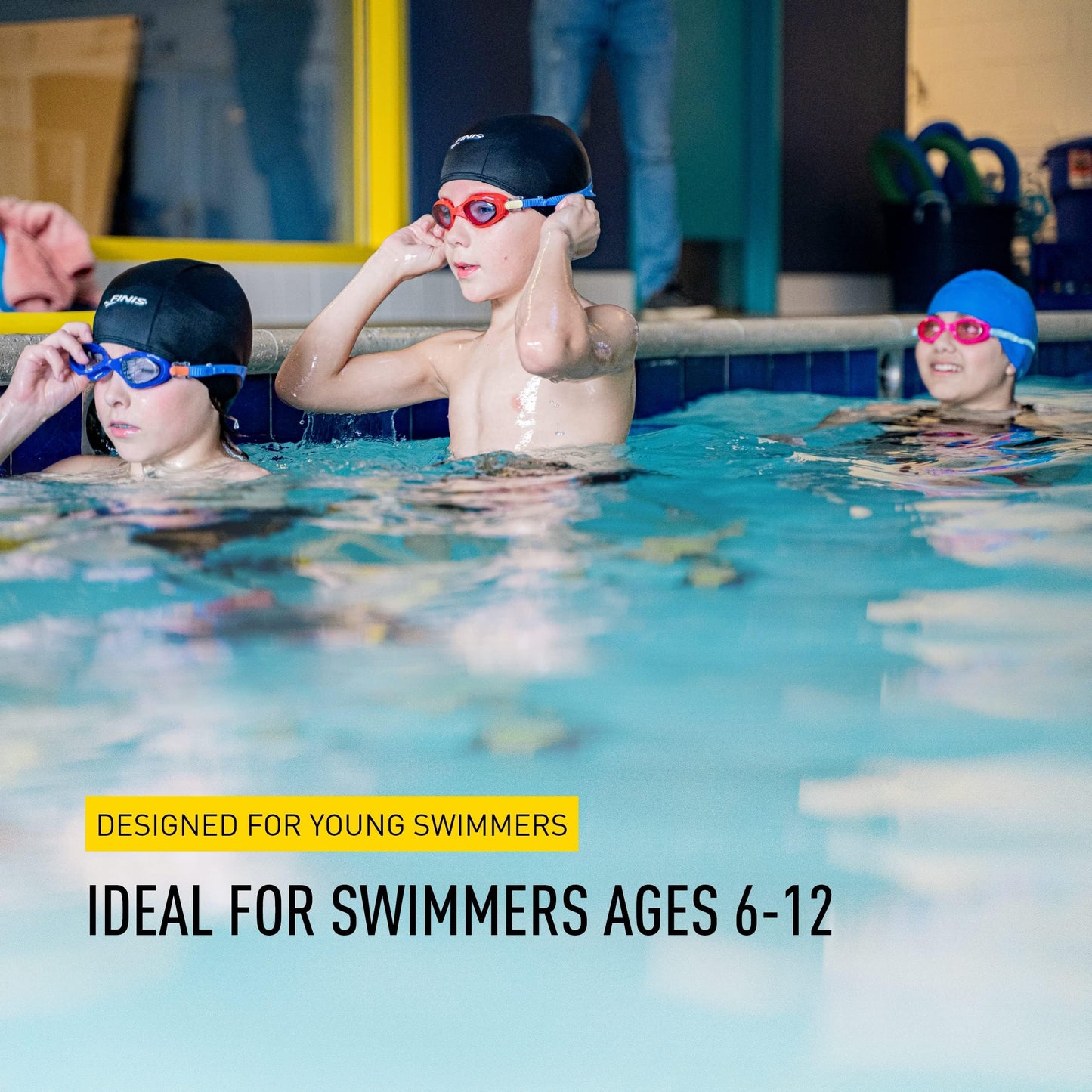 FINIS Betta Swim Goggles for Kids - Ages 5-10 - UV Protection - Anti-Fog Lenses - Soft Silicone Fit - Red/Blue