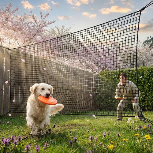 EMEKIAN 10x10Ft Golf Practice Fence Net, 400GSM Heavy Duty Golf Ball Barrier Net for Backyard Driving Chipping, Indoor Outdoor Hitting Net Gifts,Protective Net for Baseball, Hockey Sports Netting