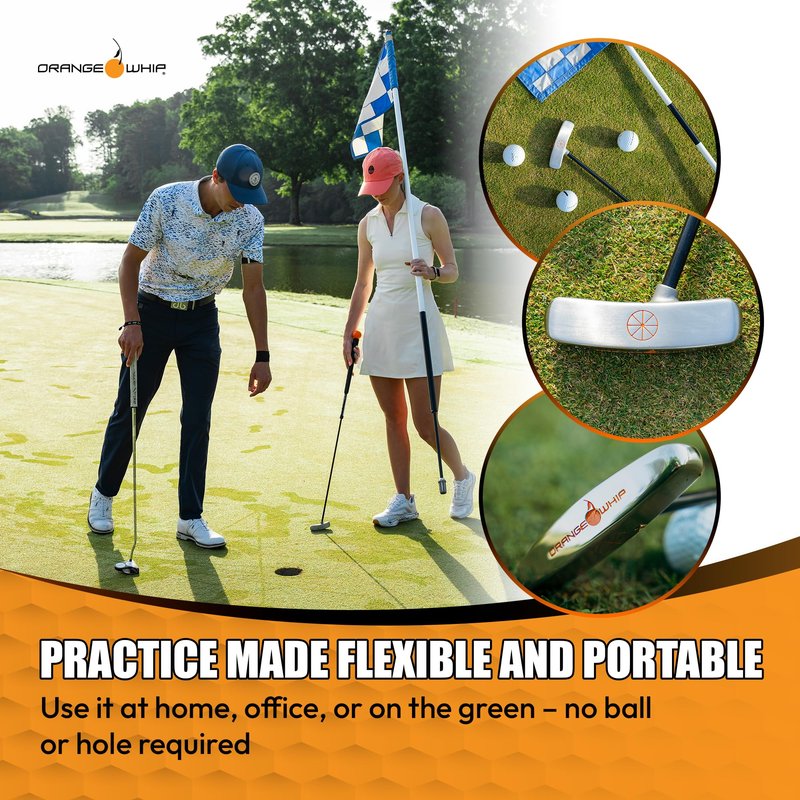 Orange Whip Putter Blade Made in USA, Golf Swing Trainer for Putting, 35"