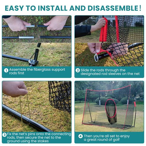 KMFurnila Golf Net, 10 x 7Ft Golf Practice Net for Backyard with Carry Bag, Sturdy Training Aid for Golfers to Practice Driving, Hitting, Indoor & Outdoor Dual-Use