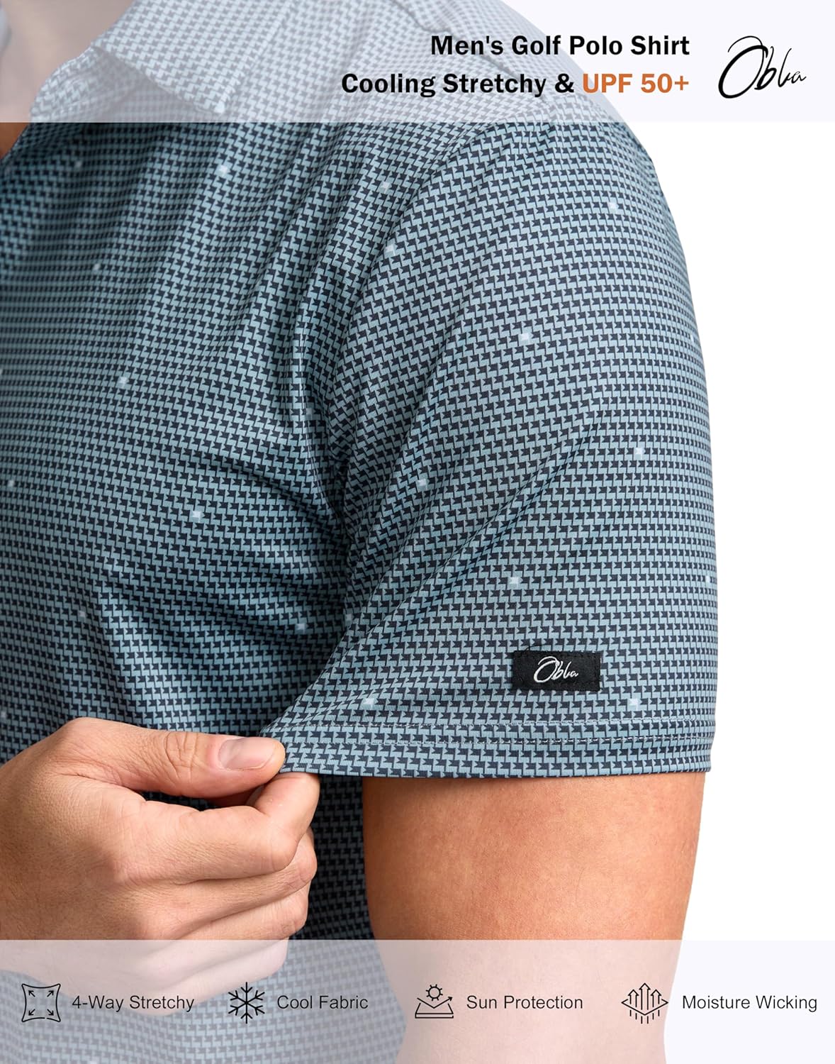 Obla Men's Golf Polo Shirt - Short Sleeve Dry Fit Performance | Moisture-Wicking Casual Style