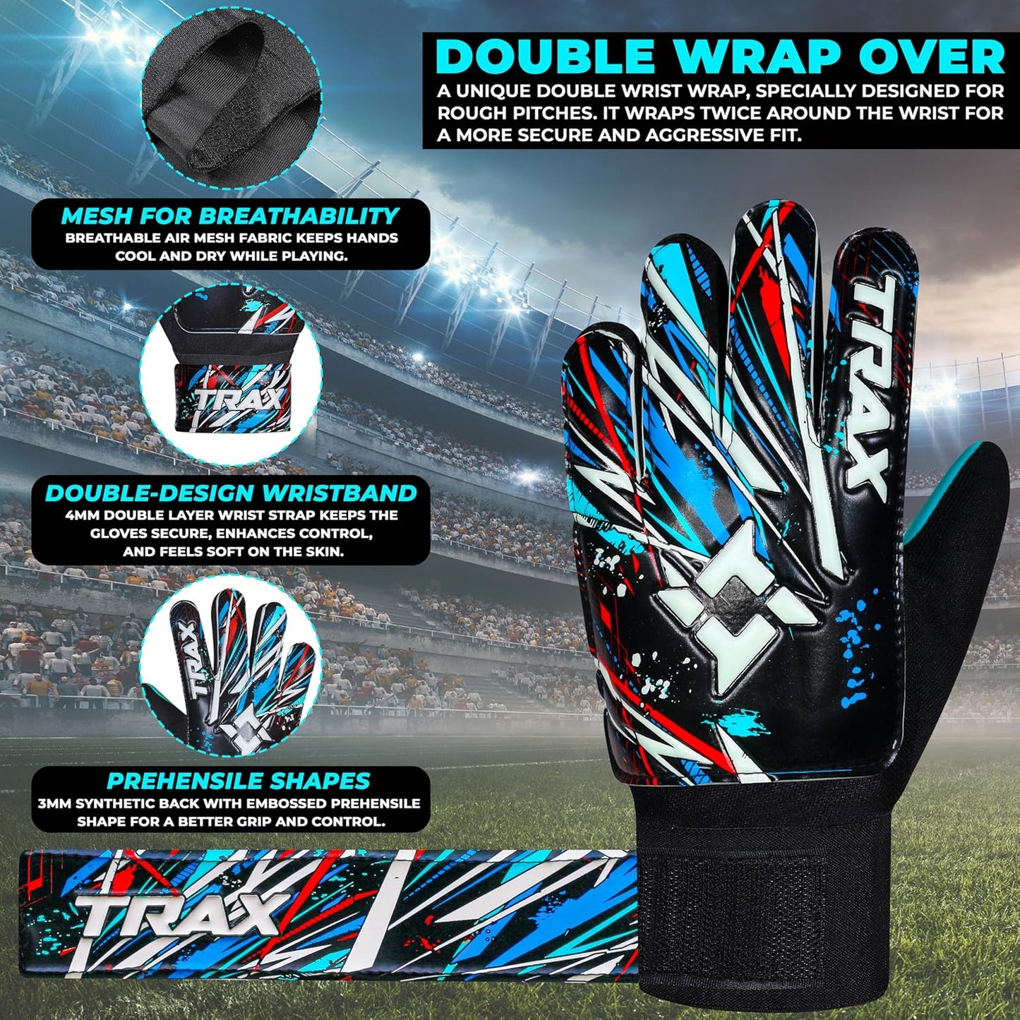 Skiennix Soccer Goalie Gloves - Youth & Adult Football Goalkeeper Gloves with 4mm Latex Grip & Wrist Protection