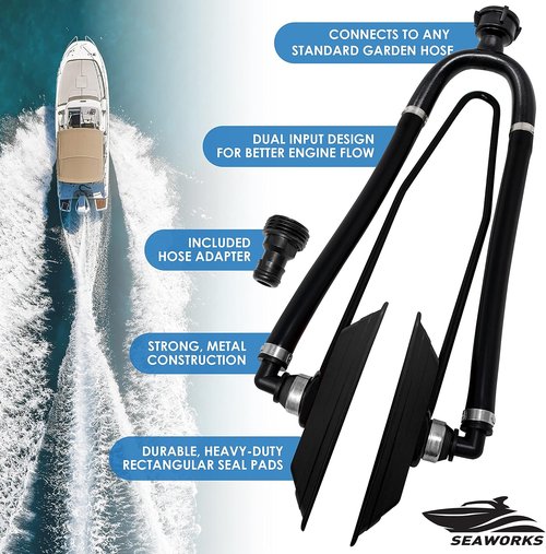 Dual Feed Muff Style Boat Motor Flusher - Antifreeze Winterization & Water Flush | 5/8 Inch Hose Connection