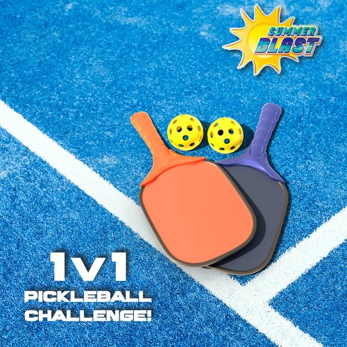 Lollipop Kids Pickleball Competition Set - Includes 2 Plastic Rackets and 2 Pickleballs for Championship Play