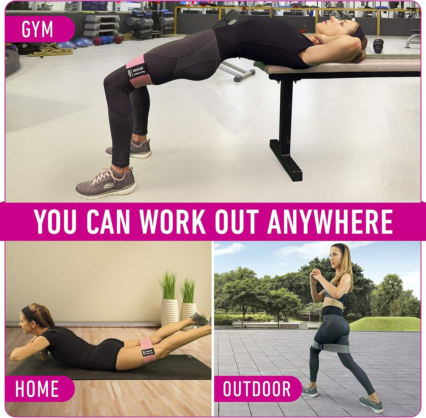 Skiennix Resistance Bands - 4 Fabric Booty Bands Set for Effective Leg, Hip & Glute Workouts