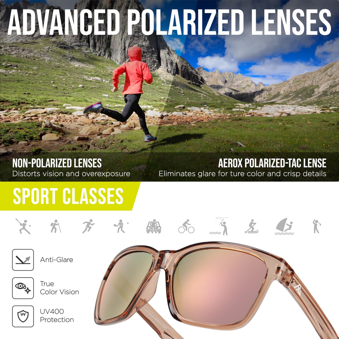 AEROX Oversized Polarized Fashion Sports Sunglasses for Running, Driving, Golf for Women