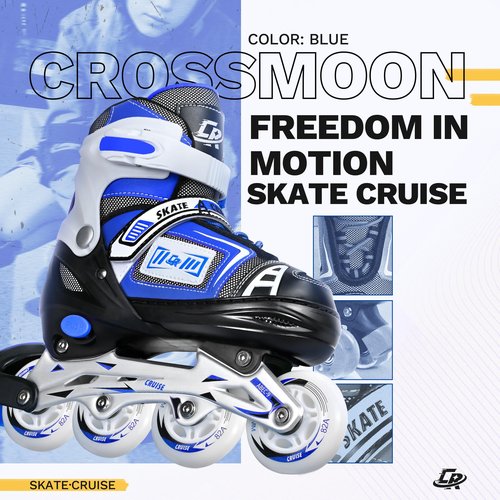 Adjustable Inline Skates for Kids, Teens, and Adults – ABEC-7 Bearings, PU Wheels, Comfortable Fit, for Indoor and Outdoor Skating (Blue, Medium - Big Kid (1Y-5Y US))