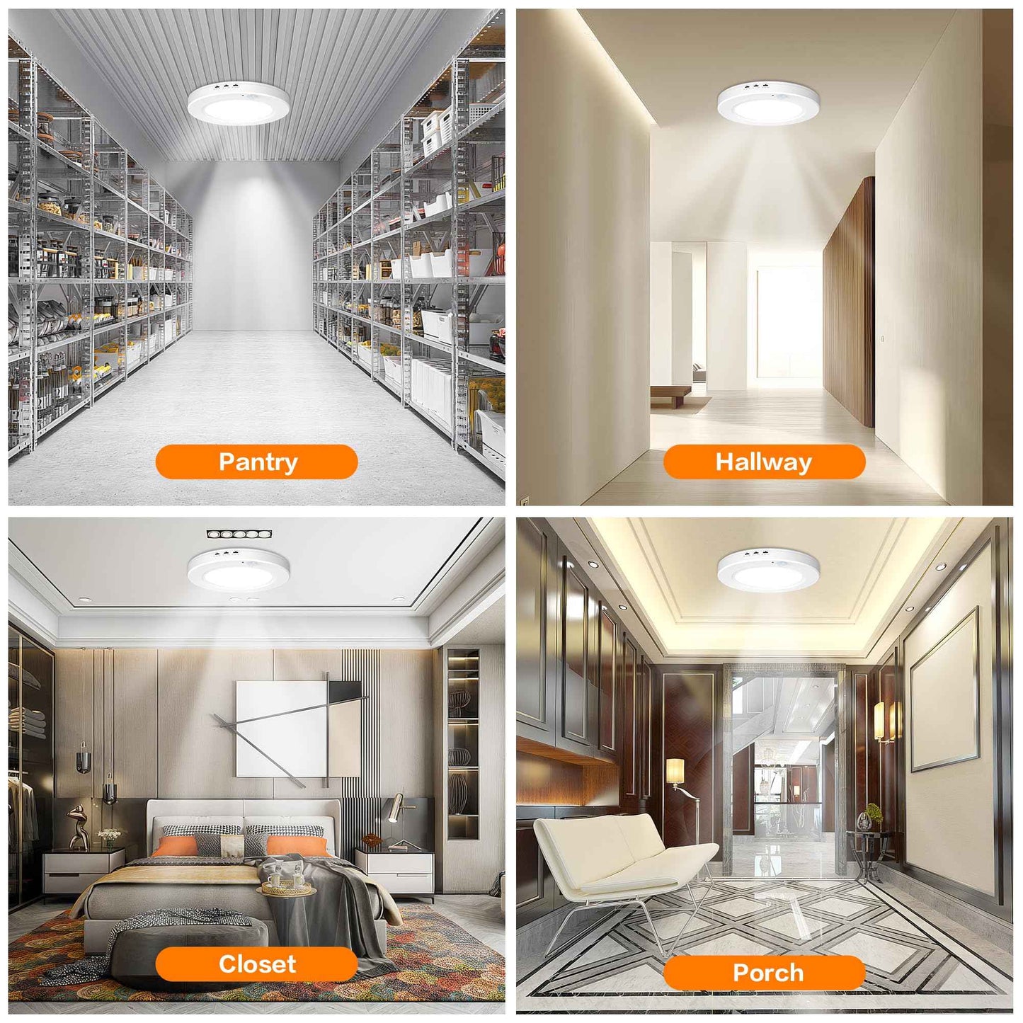 DODOPEN Motion Sensor Ceiling Light Hardwired, 7.5 Inch 3000K 4000K 6000K Selectable LED Flush Mount Ceiling Light Fixture with Timer, 15W Motion Sensor Light Indoor for Closet Hallway Laundry Stairs