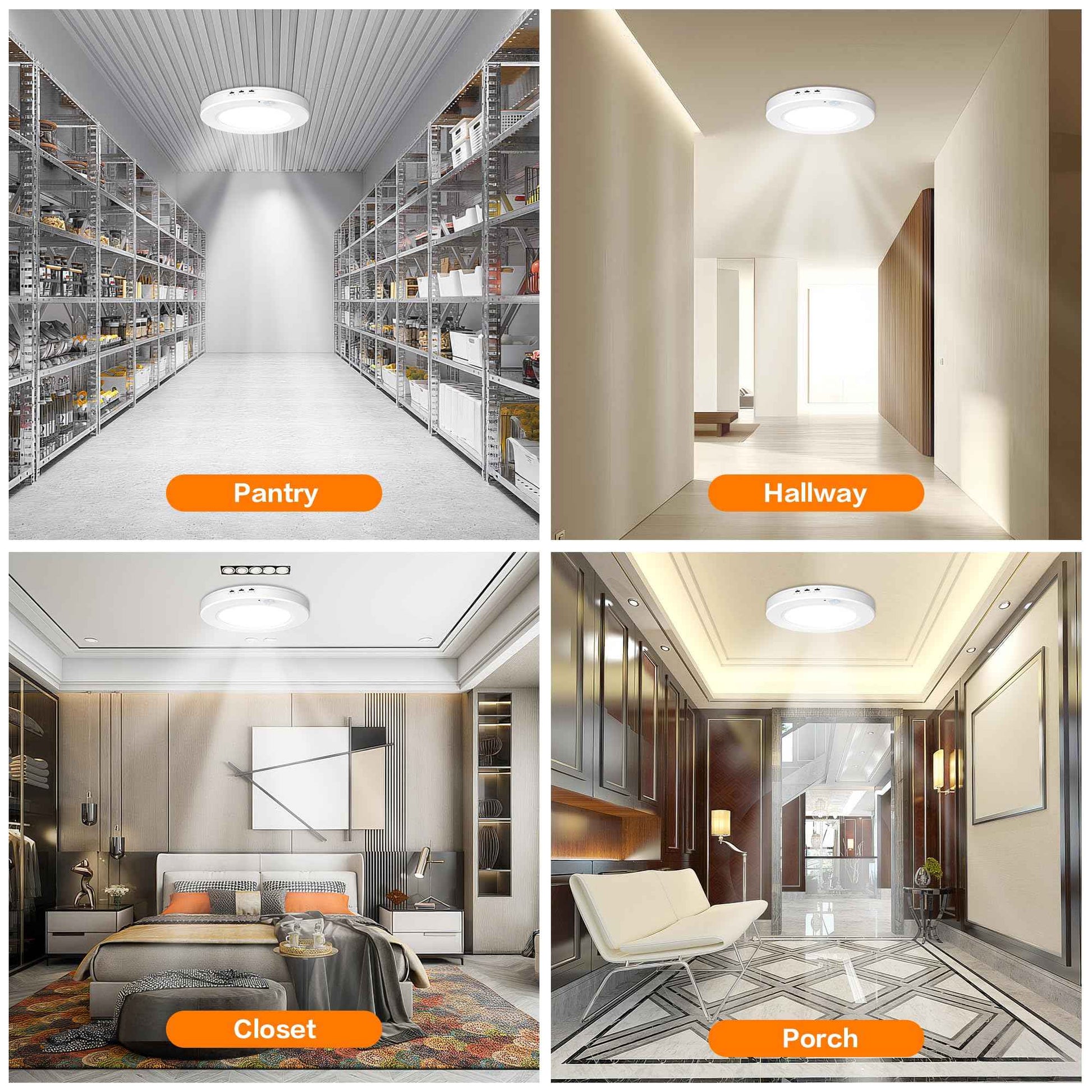 DODOPEN Motion Sensor Ceiling Light Hardwired, 7.5 Inch 3000K 4000K 6000K Selectable LED Flush Mount Ceiling Light Fixture with Timer, 15W Motion Sensor Light Indoor for Closet Hallway Laundry Stairs