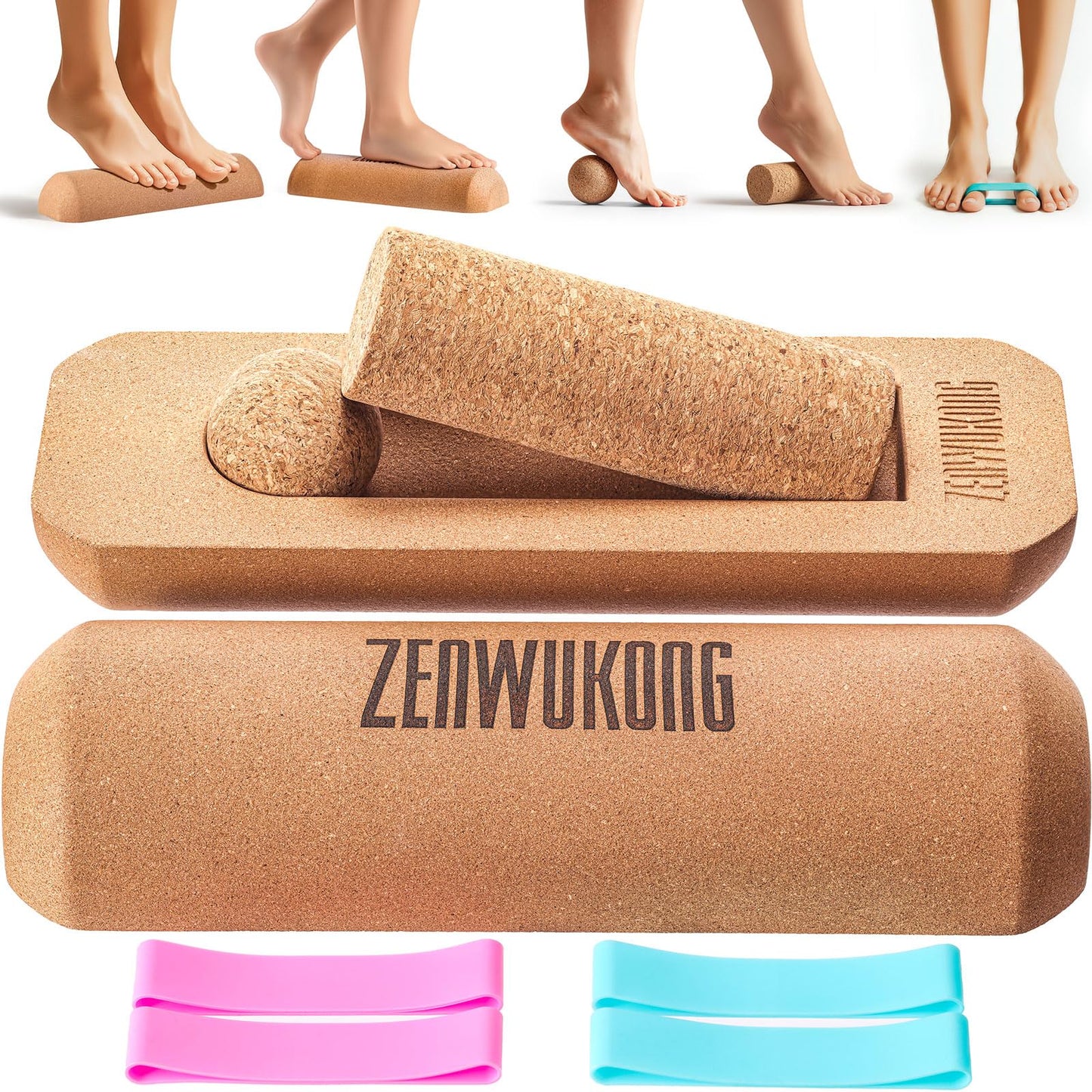 ZENWUKONG Cork Balance Board - Premium Cork Stability Balance Trainer | Foot & Ankle Strengthener to Improve Mobility, Prevent Falls | Home Gym Fitness Equipment | Mobility Trainer for Adults