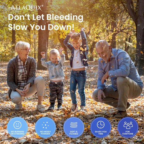 Blood Thinner Stop Bleeding Kit - Stop Bleeding Fast with AllaQuix Stop Bleeding Gauze | Hemostatic Bandage for People on Blood Thinners, Anticoagulants, or with Thin Skin