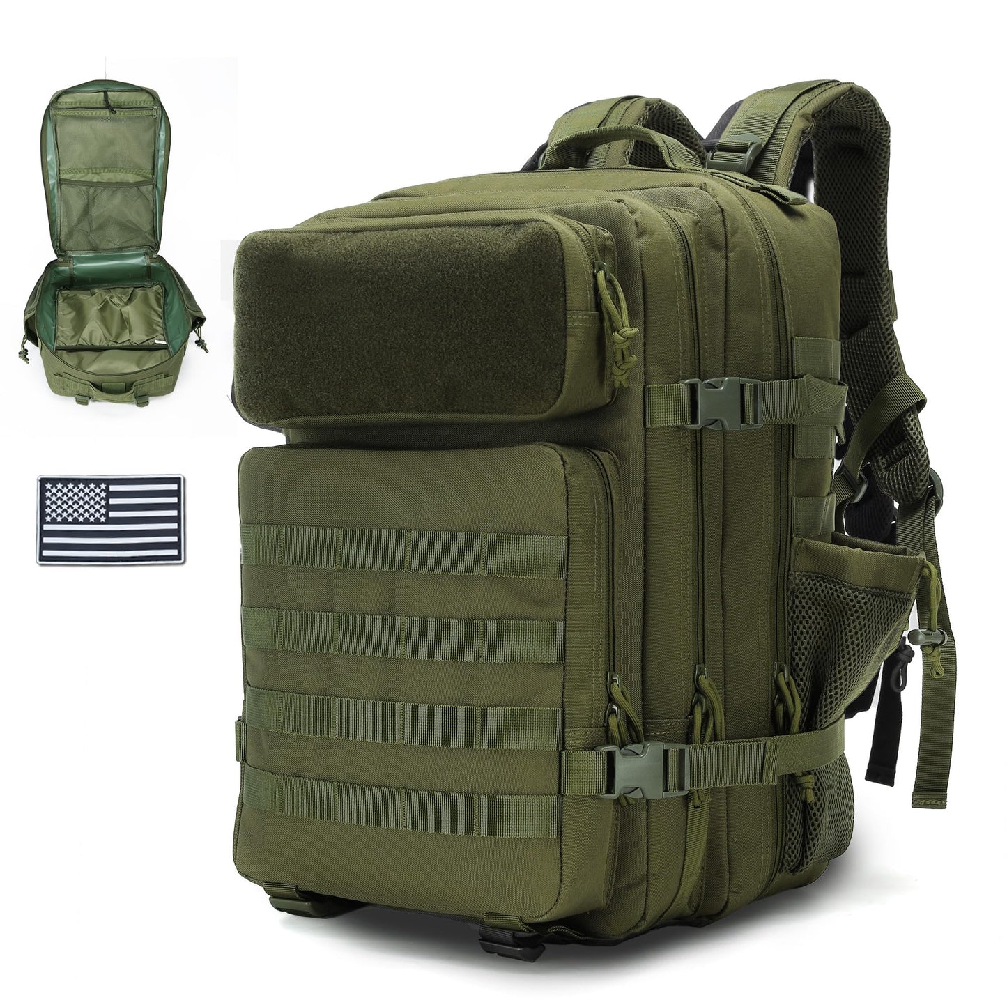 gracedon Tactical Backpack - Military Molle Bag 3 Days Pack for men and Women Large Assault Rucksack 45L (Green)