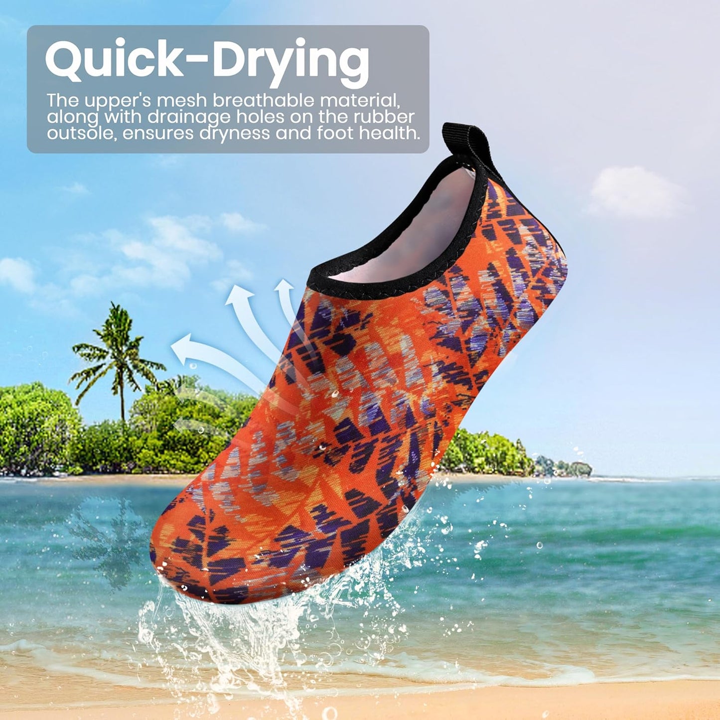 SEEKWAY Water Shoes - Quick-Dry Aqua Socks for Men & Women | Non-Slip Barefoot Design - Black
