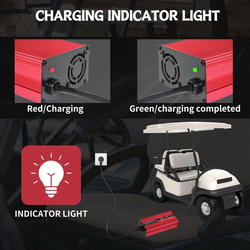 LHIBYOLO 48V Golf Cart Battery Charger for 12A Club Car,with 3 Pin Round Plug, 12 Amp Golf Cart Battery Charger 48 Volt Club Car Charger,16FT
