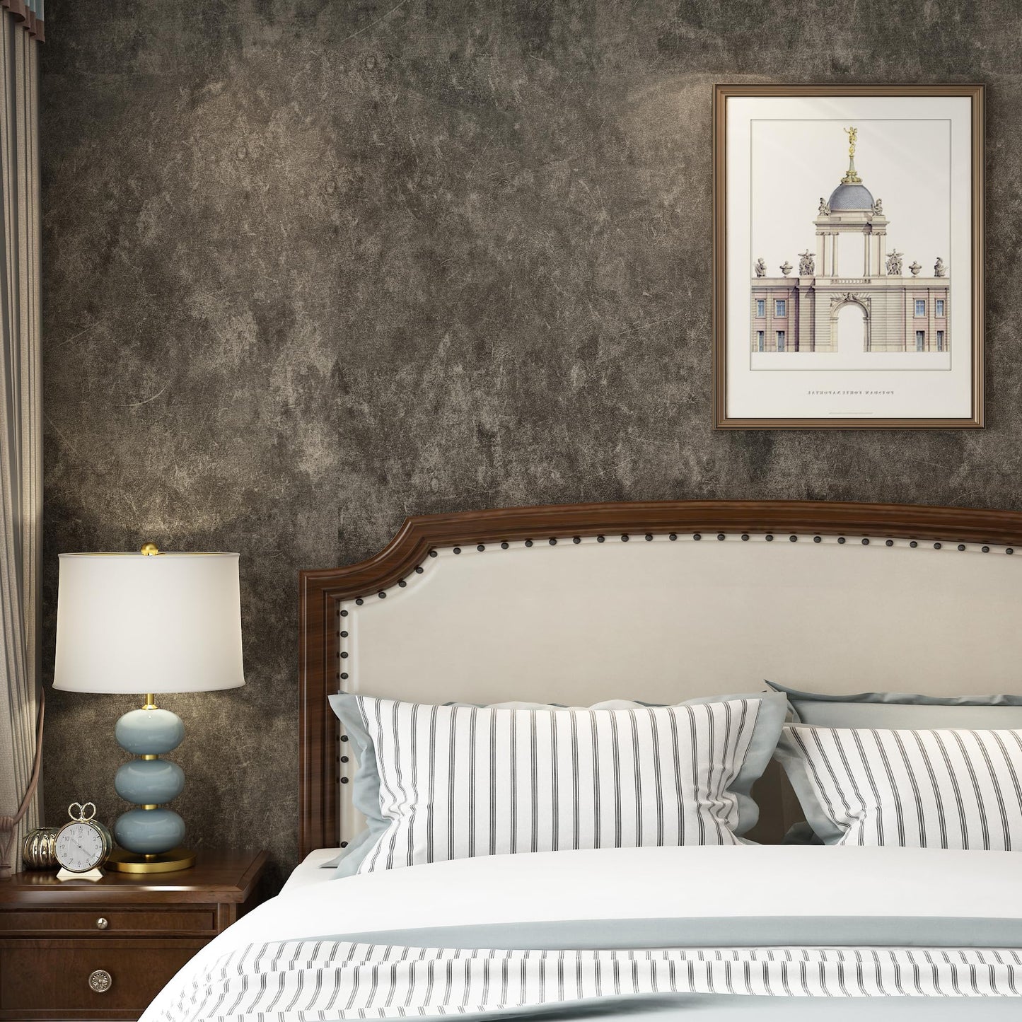 3yecao 16"×118" Thick Dark Tan Grey Concrete Wallpaper Peel and Stick Glossy Charcoal Gray Concrete Contact Paper Vinyl Adhesive Waterproof Brown Taupe Cement Stickers for Countertops Kitchen Walls