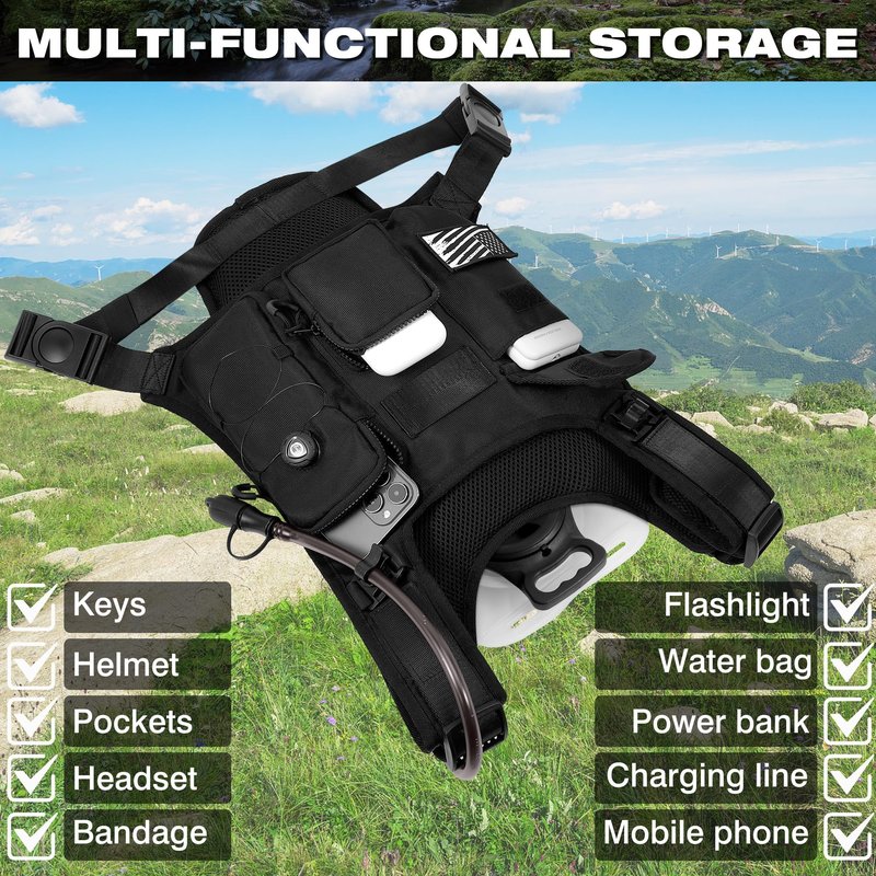 OUTSKIRT Hydration Backpack Vest Bag Lightweight Adjustable Pack with 2L Water Bladder Chest Bag for Hiking Cycling Hunting Climbing for Women and Men