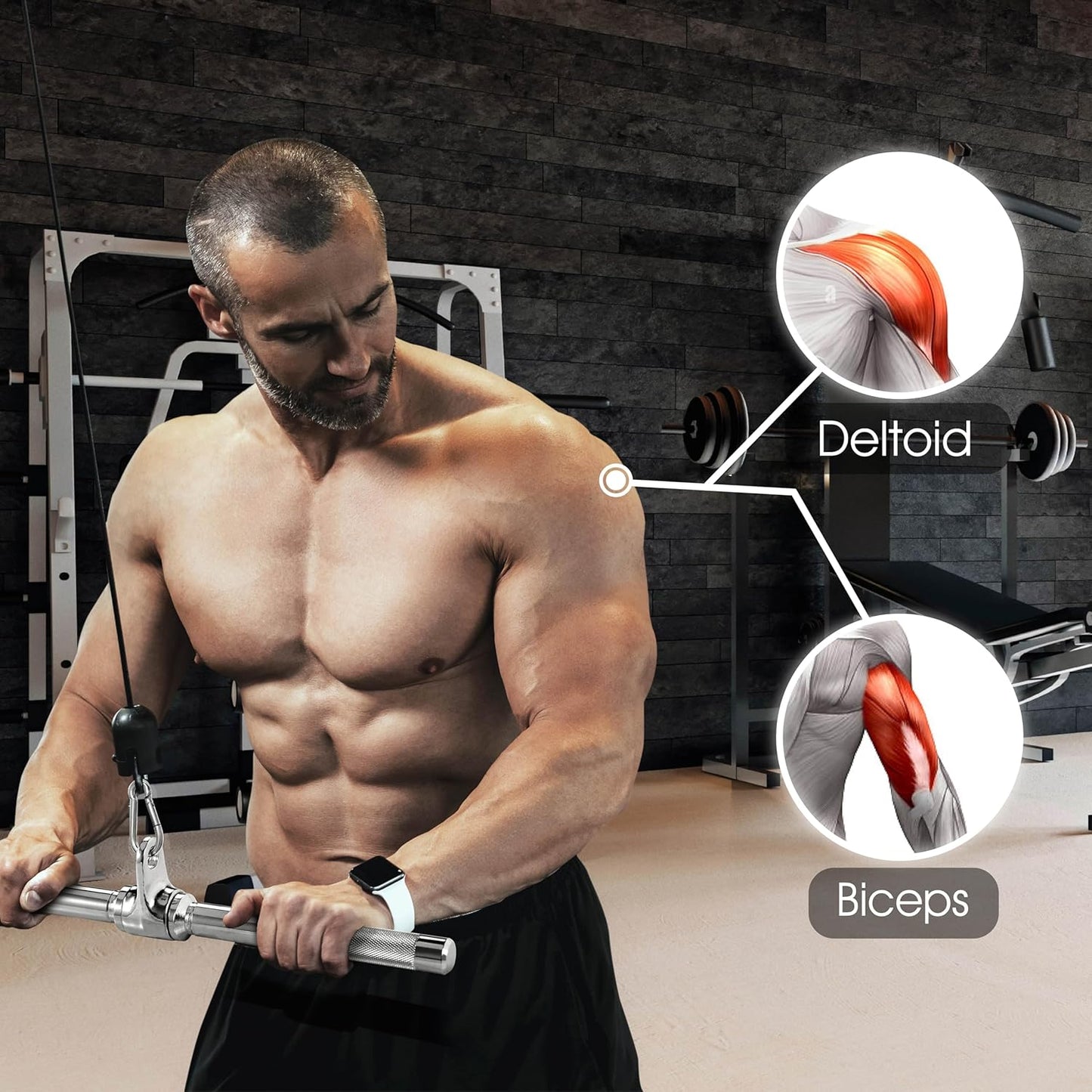 Yes4All Cable Machine Attachment - Versatile Row Handles, Tricep Rope & Straight Bar | Supports 880 LB for Home Gym