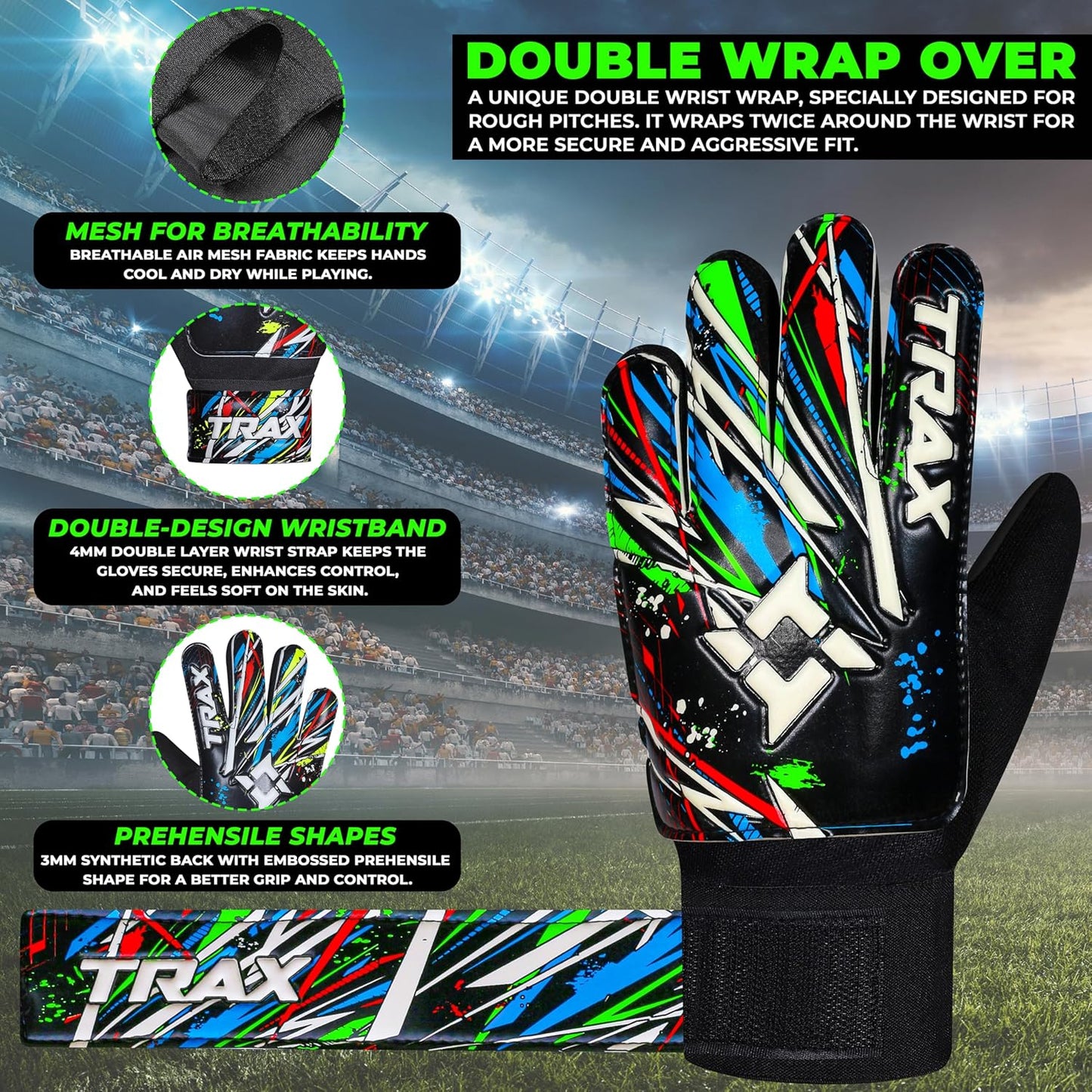 Skiennix Soccer Goalie Gloves - Youth & Adult Football Goalkeeper Gloves with Anti-Slip Grip & Finger Protection