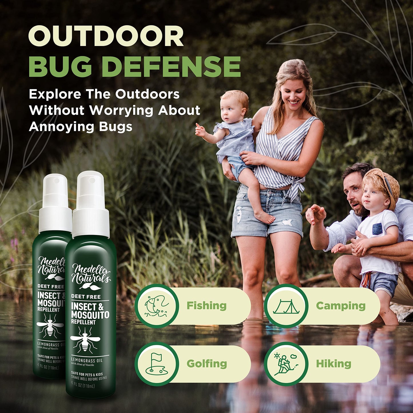 Deet-Free Insect & Mosquito Repellent – Nice Smelling, Pack of 2 (4 oz)