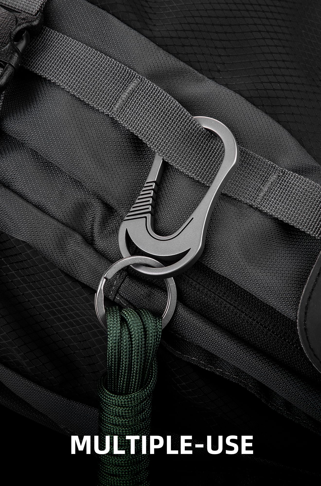 KEEPO LINK Titanium Keychain Carabiner Clip for Keys, EDC Carabiner Keychain Key Ring for Men & Women, OLM01 (Gunmetal Grey)