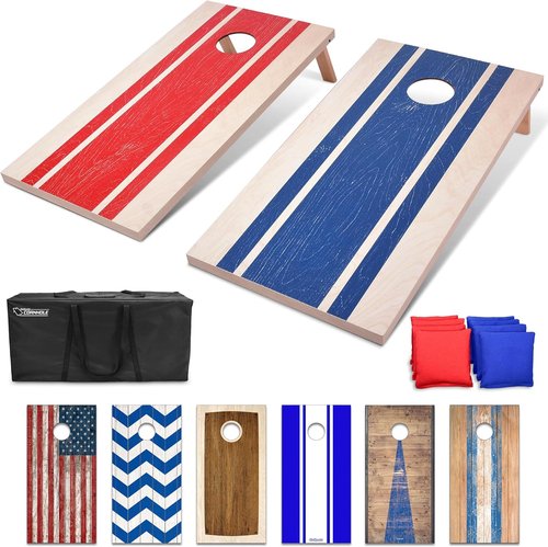 GoSports Portable Cornhole Set - Choose 4x2 Ft or 3x2 Ft Boards with 8 Bean Bags & Travel Case