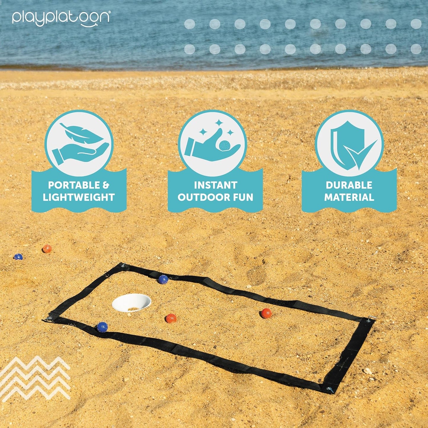 Play Platoon Beach Cornhole Toss Game - Fun for Adults & Kids | Includes Boards & Accessories for 2-4 Players