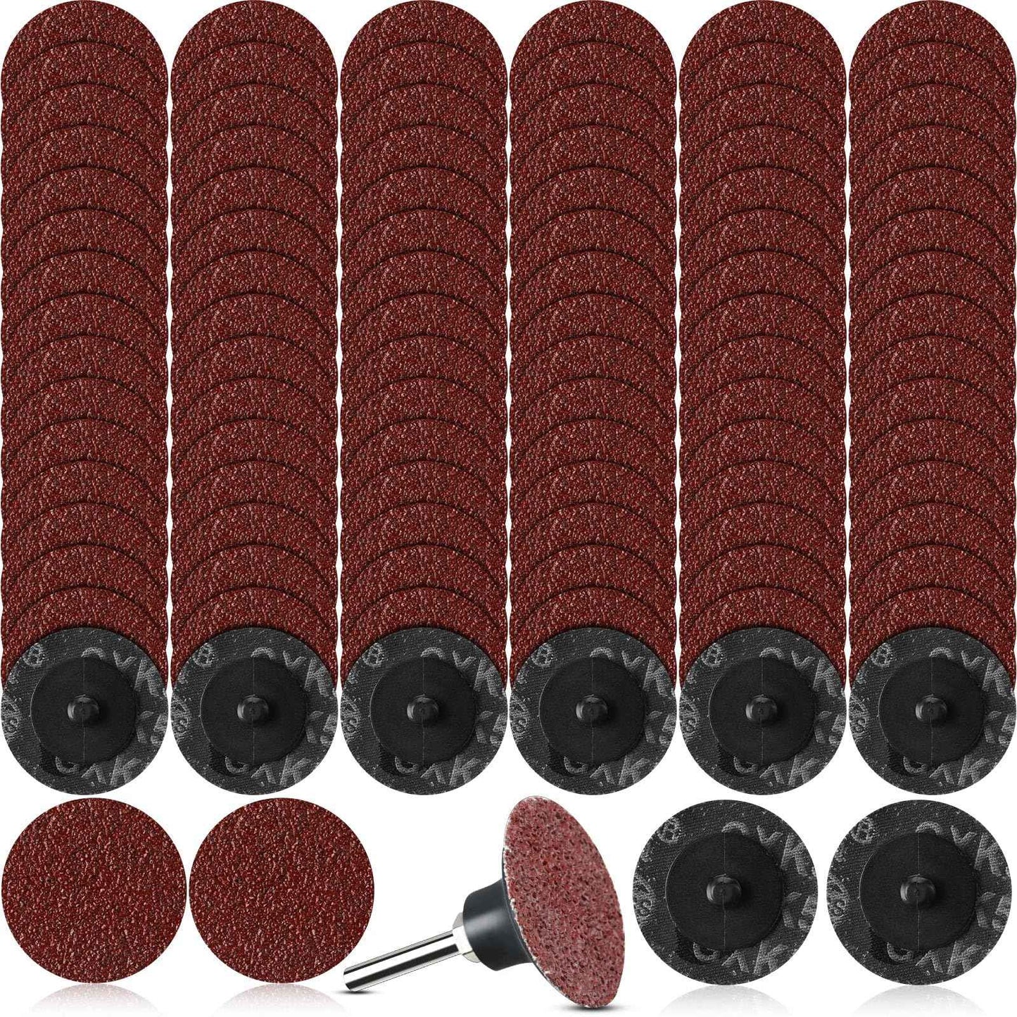Newwiee 150 Pieces 2 Inch Sanding Discs 40 Grit Roll Lock Die Grinder Sanding Disc for Surface Prep Strip Grind Polish Finish Burr Rust Paint Removal Red