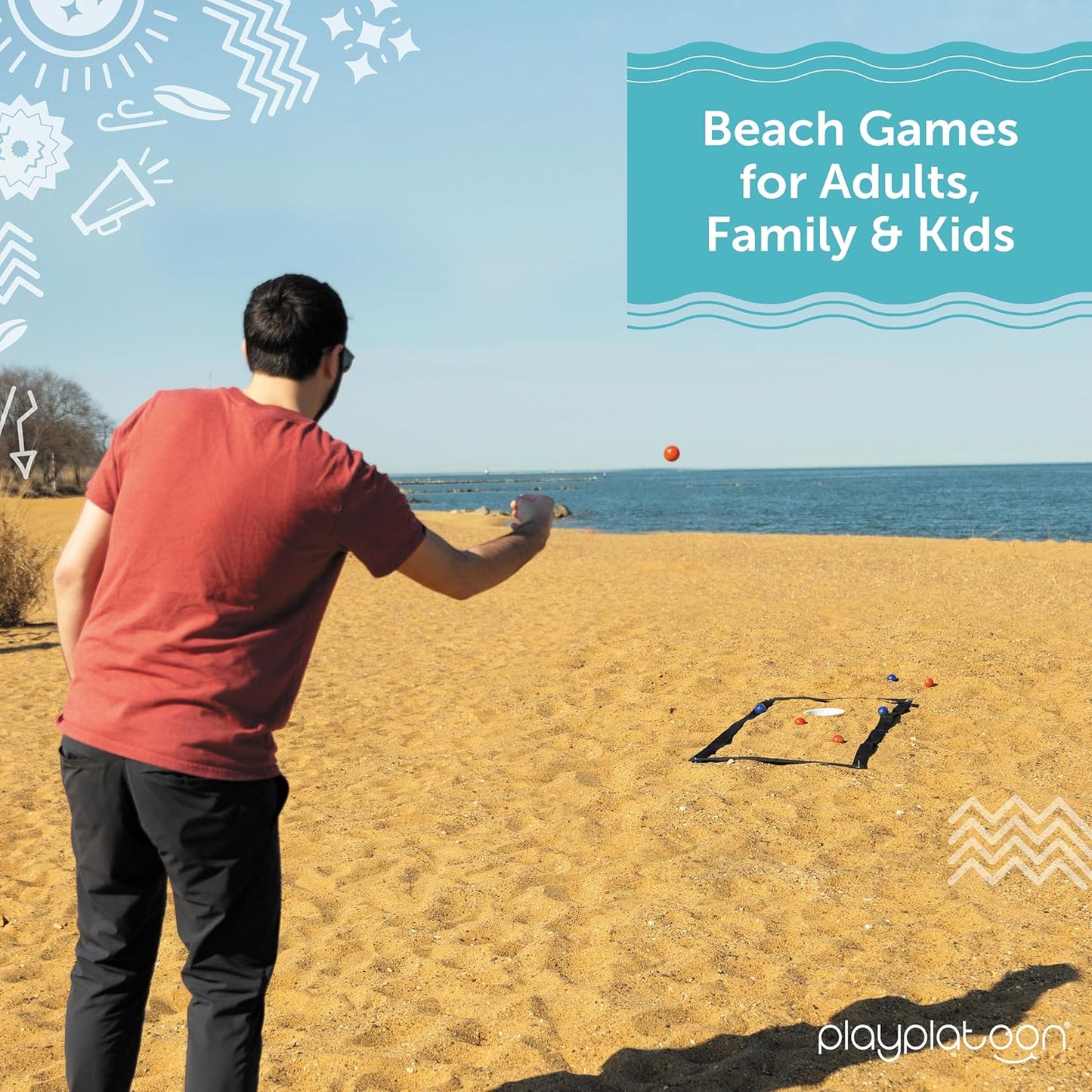 Play Platoon Beach Cornhole Toss Game - Fun for Adults & Kids | Includes Boards & Accessories for 2-4 Players
