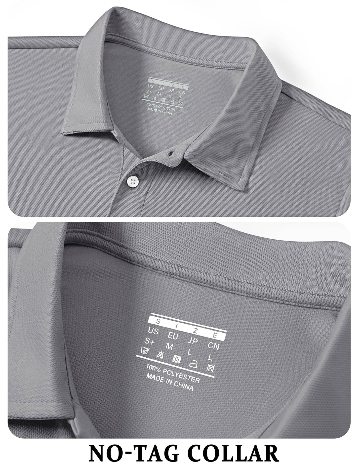 TACVASEN Mens Golf Shirt Dry Fit Mens Polo Shirts Short Sleeve Performance Golf Polos for Men with Collar Work Shirts Light Grey, L
