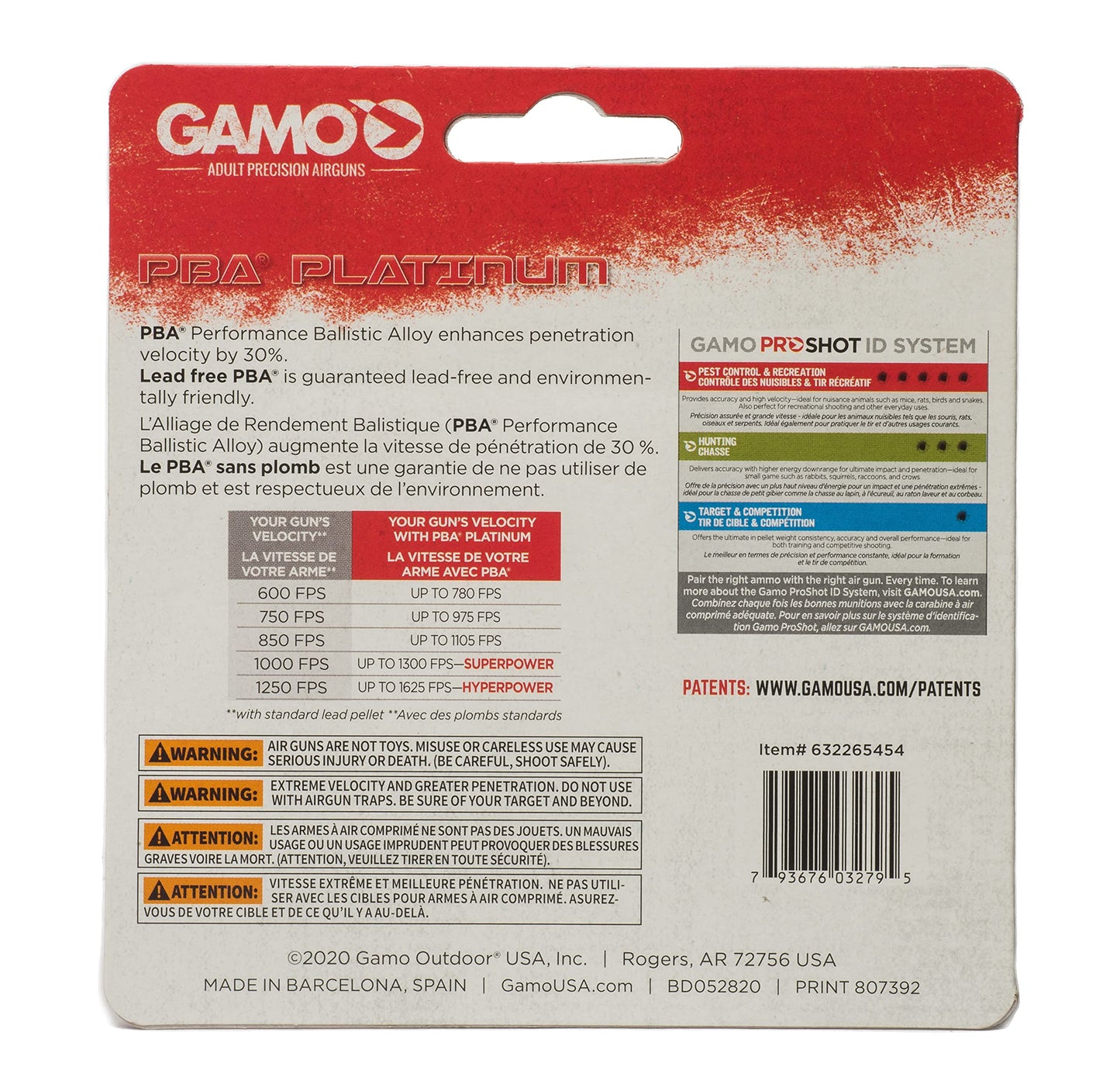 Gamo, Air Gun Pellets PBA Platinum .177 Cal. Qty of 100, .177 Caliber, 632265454