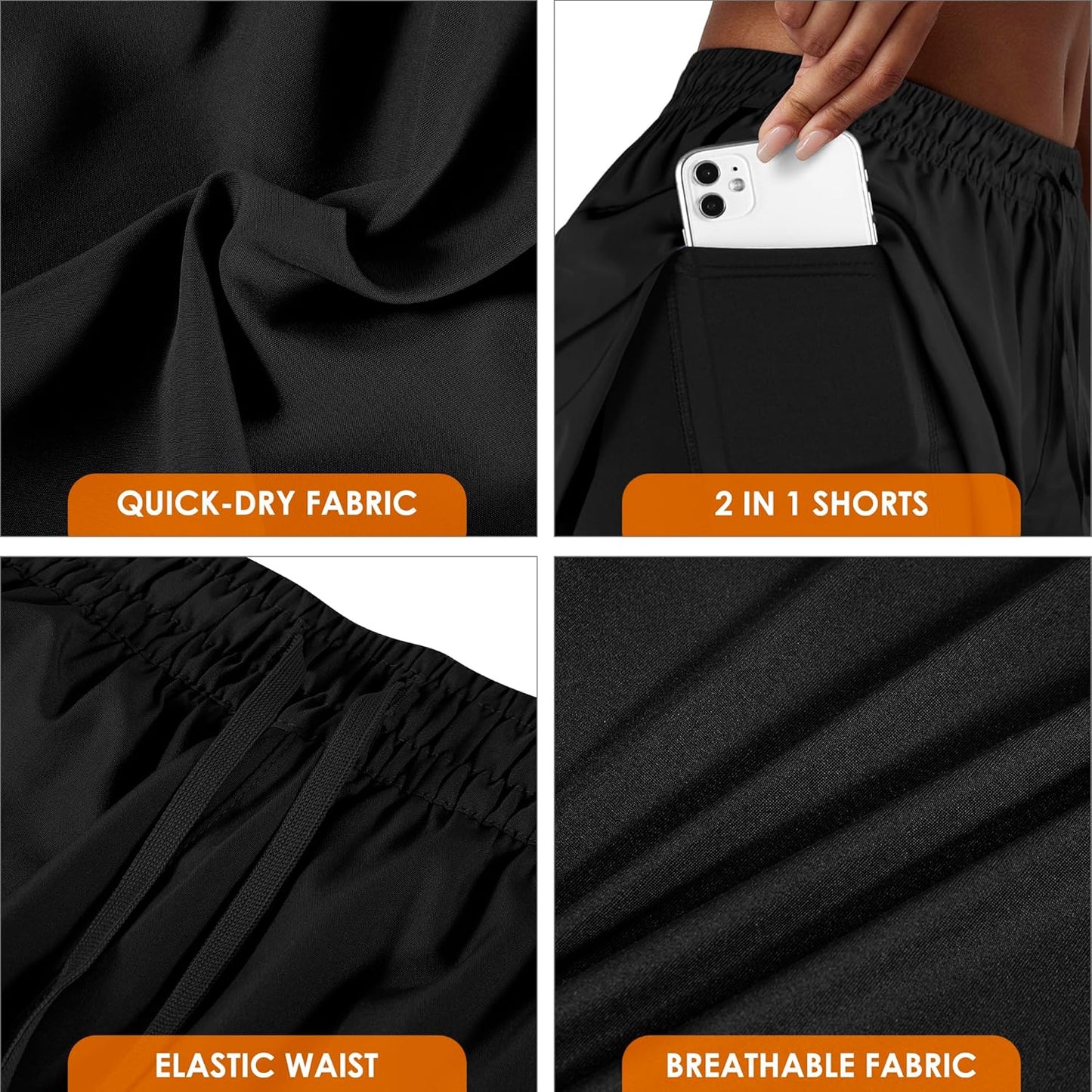 Yevrimow Women's 2-in-1 High-Waisted Running Shorts | Athletic Gym & Yoga Shorts with Liner Pockets