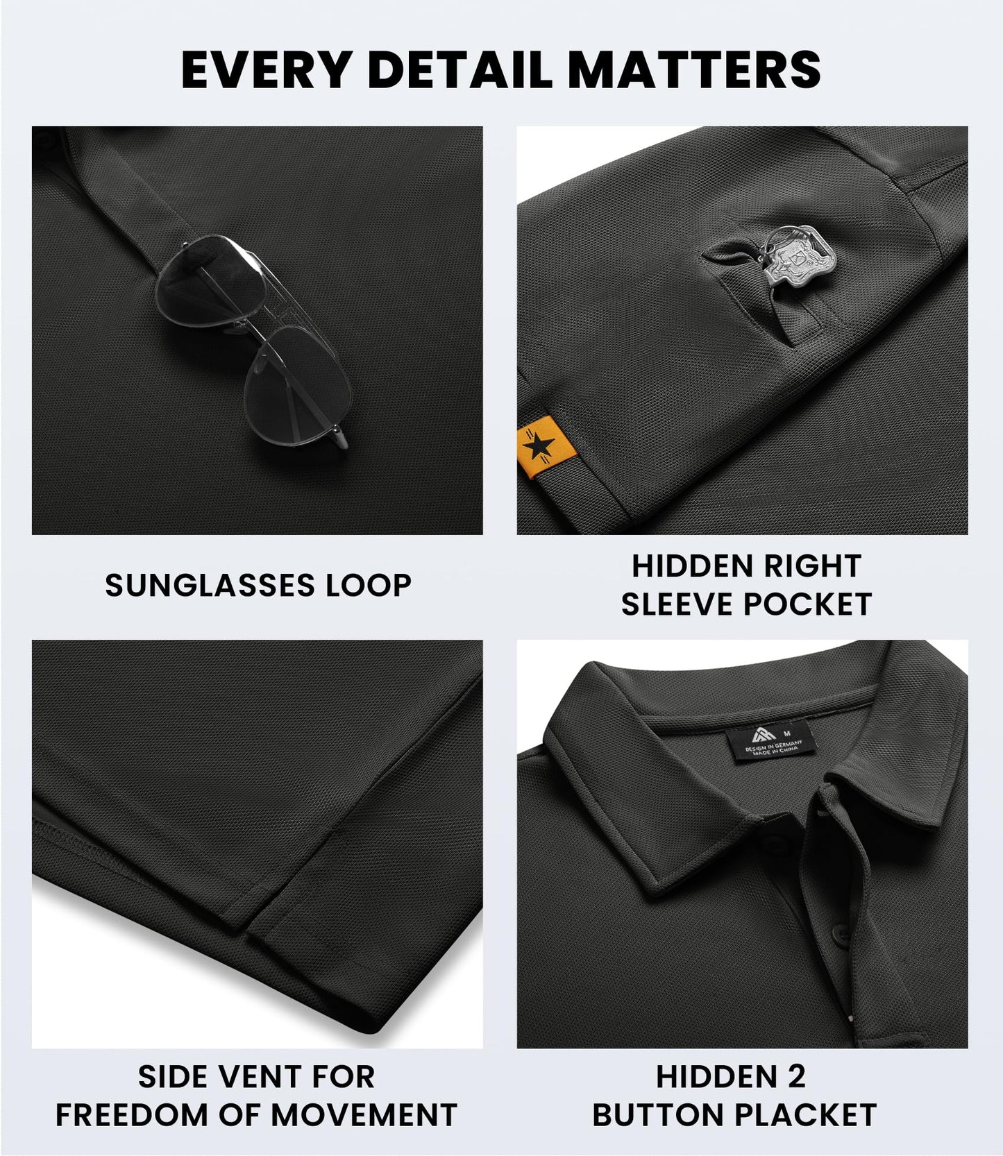 V VALANCH Black Polo Shirts for Men Short Sleeve Moisture Wicking Golf Polo Collared Sport Tennis Shirts,Black,XL