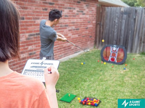 A GAME SPORTS Golf Chipping Net with Mat - Pop Up Golf Practice Nets for Backyard & Indoor/Outdoor Swing Practice