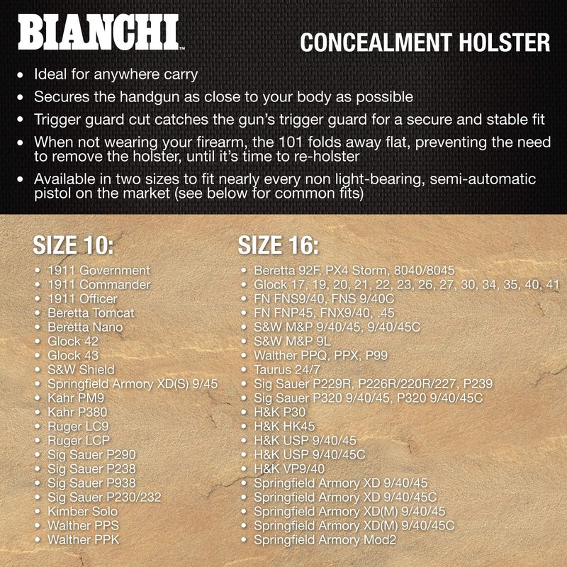 Bianchi Model 101, Foldaway Belt Slide Gun Holsters - Size 10 & 16 - Double Pack | Right Hand - Tan
