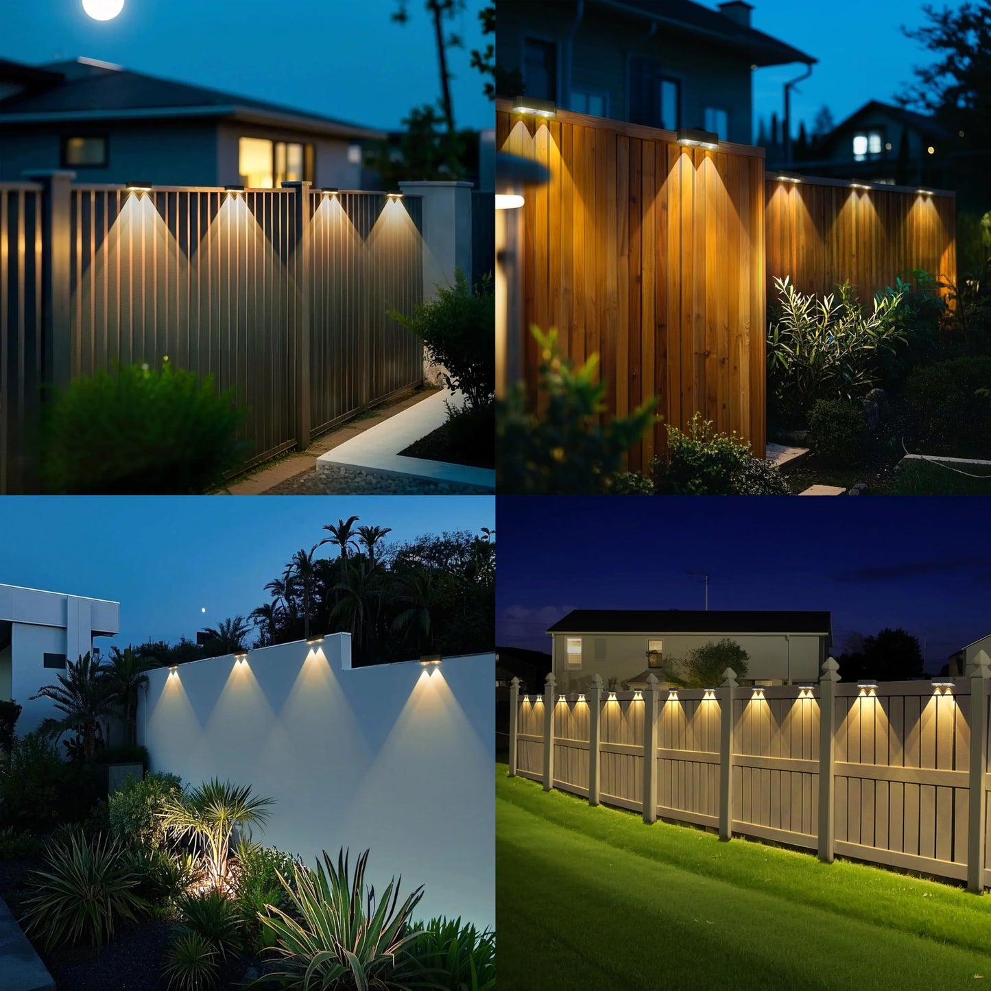 Peasur Solar Fence Lights Outdoor 8 Pack, Deck Light Solar Powered, Waterproof LED Step Lights for Railing Yard Patio Outside(Warm White)