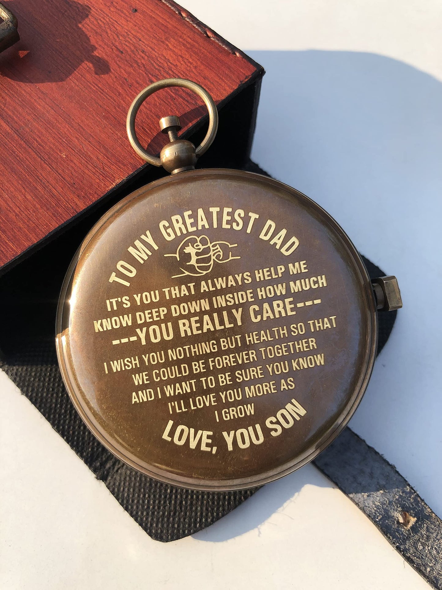 Personalized Compass, Gift for Dad from Son Compass Birthday/Anniversary/Christmas Customized Working Brass Compass (Love You Son)
