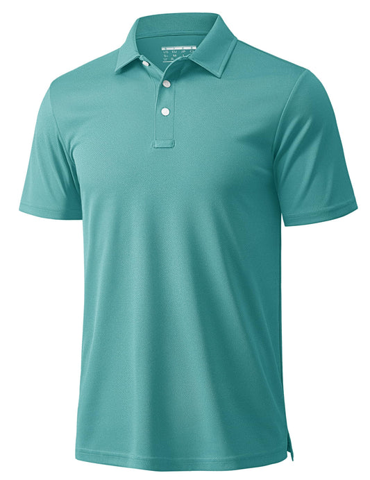 MAGCOMSEN Mens Polo Shirts Short Sleeve Athletic Pique Golf Shirt Dry Fit Performance Casual Work Polos for Men Grey Green